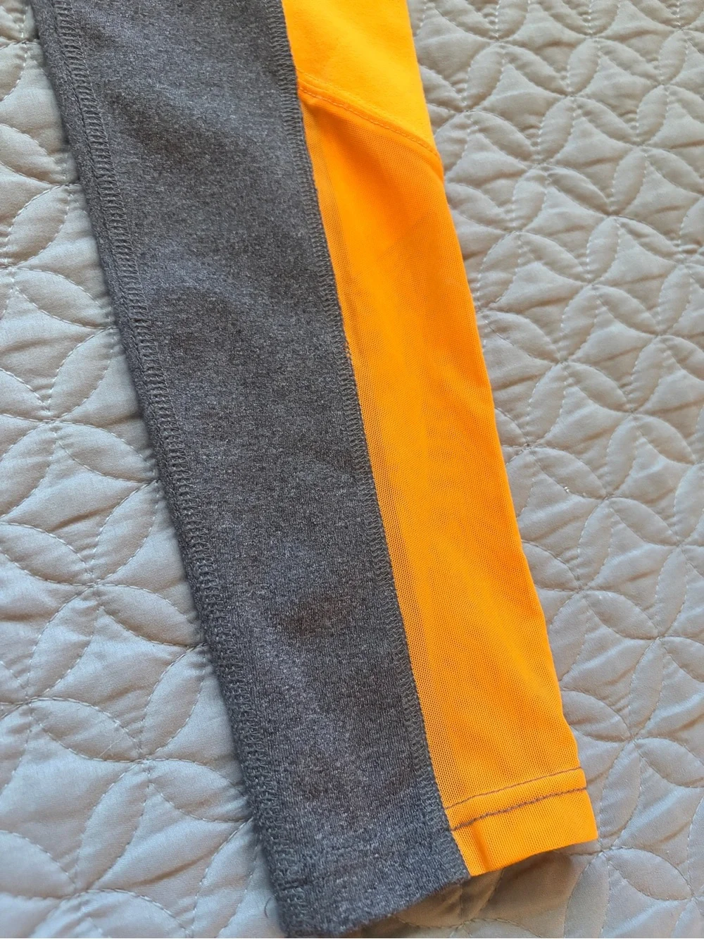 ALO Yoga Ascendent Gray Leggings with Orange & Teal Panels